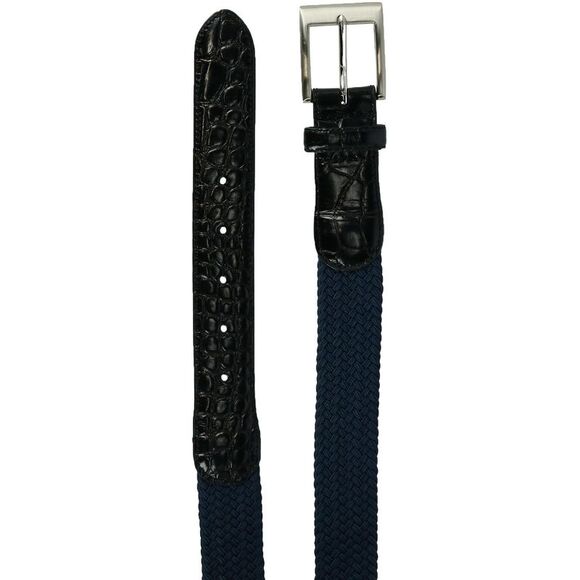 CTM Men's Big & Tall Braided Elastic Stretch Belt with Croc Print End Tabs - Picture 5 of 6